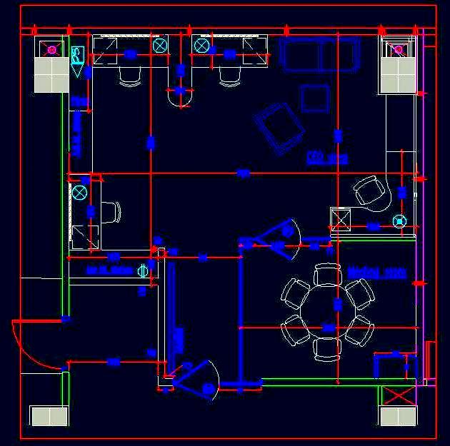 CEO Cabin Layout CAD L-Shaped Desk & Meeting Room DWG